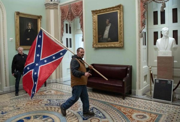 Capitol insurrection, Confederate flag in US Capitol
