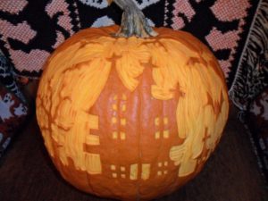 H linoleum cut pumpkin