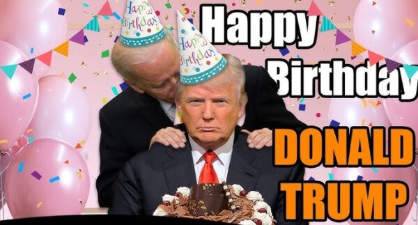 Biden wishes Trump happy birthday--joke card