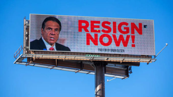 Billboard calling for Governor Cuomo's resignation