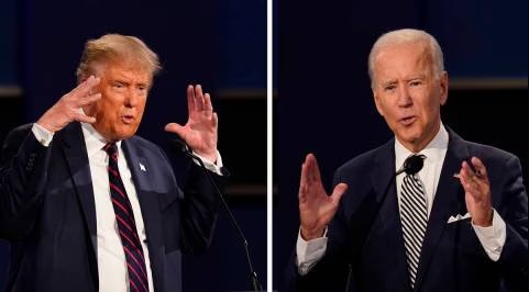 Trump and Biden's hand gestures during the June 2024 televised debate.