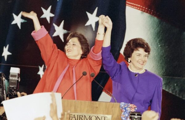 Barbara Boxer and Dianne Feinstein, newly elected senators in the Year of the Woman