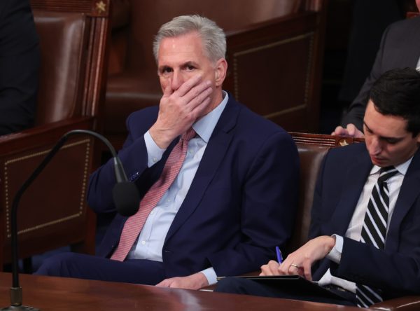 Kevin McCarthy reacting with dismay and horror to House vote