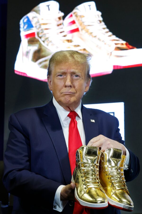 stormy trump gold sneakers